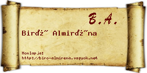 Biró Almiréna névjegykártya